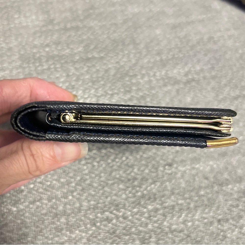 Vintage Givenchy Paris Framed Kiss Lock Wallet Navy Black Saffiano Leather Gold - Picture 7 of 14